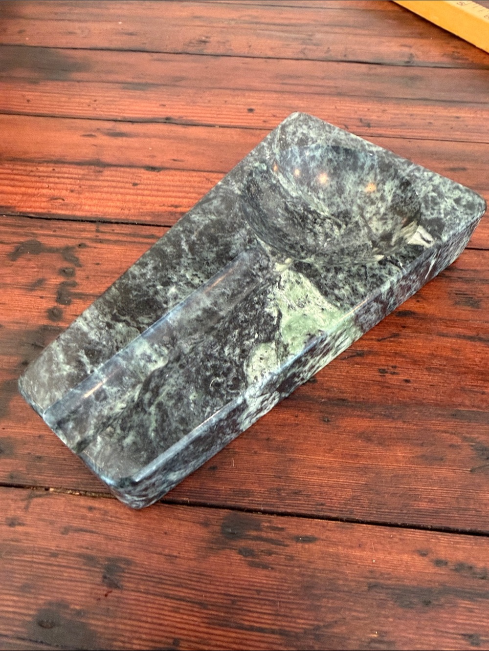 Vintage Green Marble Cigar Ashtray Or Catchall Tray.